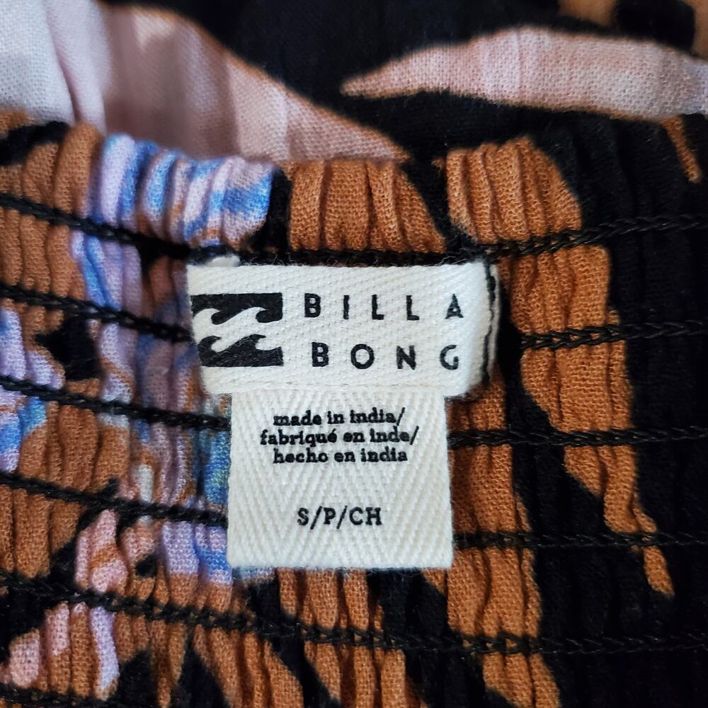 Billabong Twist It Midi Slip Dress Size S Tropical Smocked Babydoll Empire Waist - Picture 8 of 14